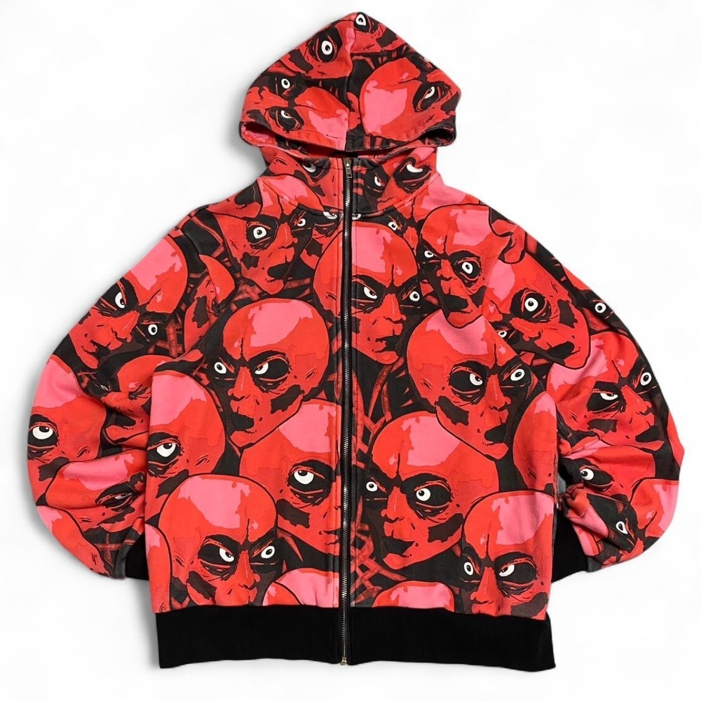 Y2k alien  all over print zip up hoodie graphic